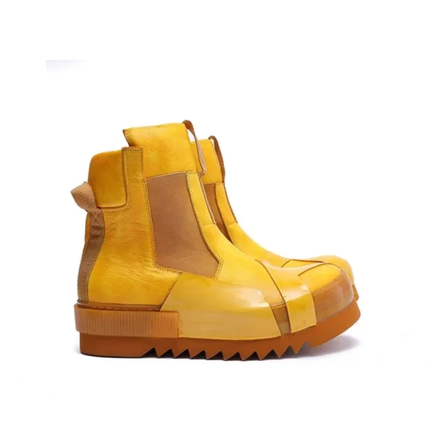 Designer Punk Boots Men Luxury Cowhide Genuine Leather Fashion High Top Sneakers High Quality Platform Shoes Size 45